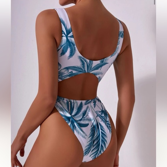 SHEIN | NWOT | One Piece Tropical Cut Out Bathing Suit - Picture 2 of 8